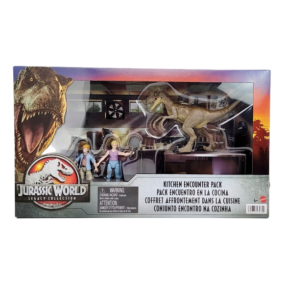 Jurassic World Legacy Collection Kitchen Encounter Playset Lex Tim Velociraptor - Picture 1 of 5